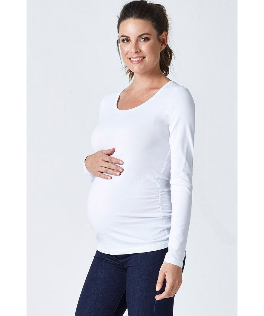 Basic Long Sleeve Maternity Tee White