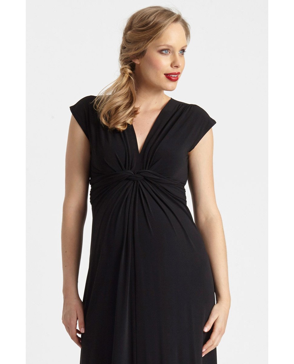 Maternity Occasion Knot Maxi Dress - Black