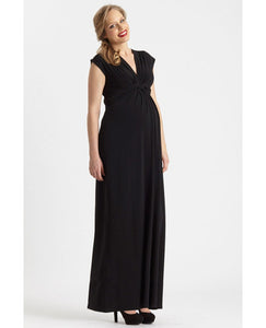 Maternity Occasion Knot Maxi Dress - Black