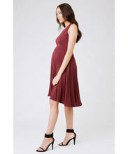 V-Neck Knife Pleat Maternity Dress