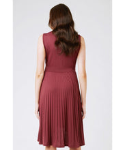 V-Neck Knife Pleat Maternity Dress