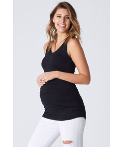 Maternity Luxe Singlet Gathered Sides - Black