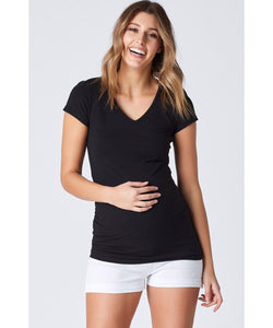 Maternity Tee Ellie Side Gather - Black