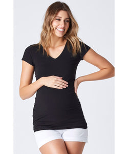 Maternity Tee Ellie Side Gather - Black