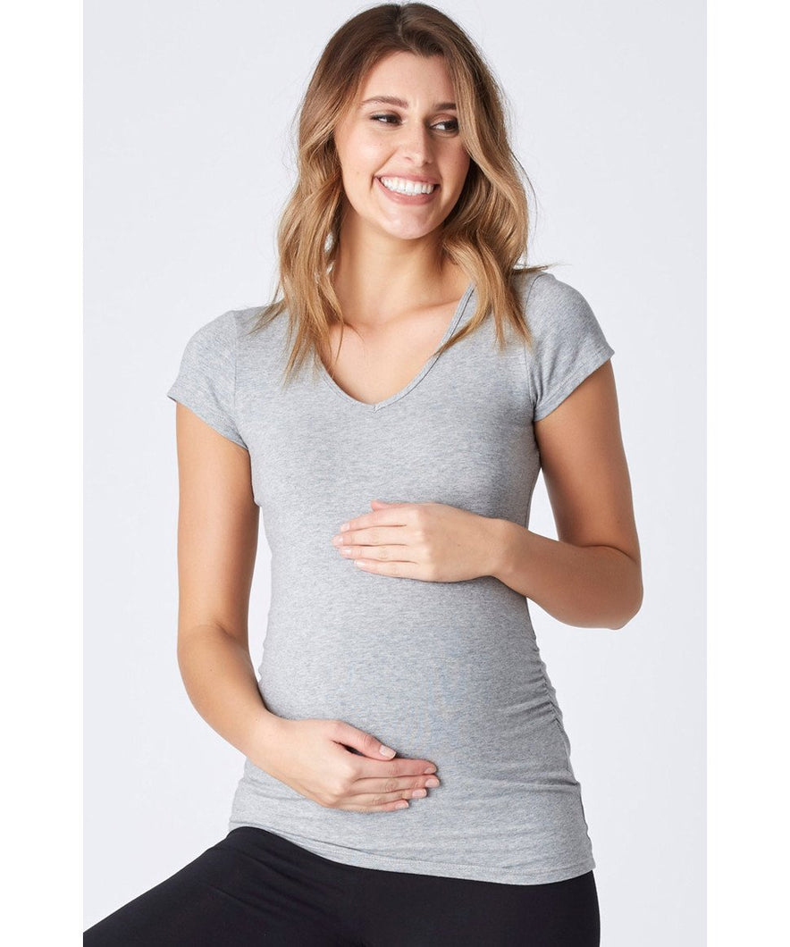 Maternity Tee Ellie Side Gather Grey