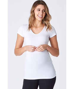 Maternity Tee Ellie Side Gather - White