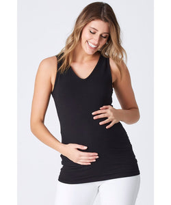 Maternity Singlet Ellie Side Gather - Black