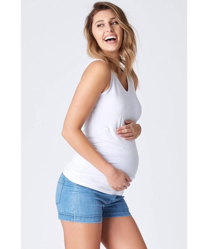 Maternity Singlet Ellie Side Gather - White