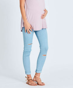 Margot Skinny Distressed Jean in Sky Wash