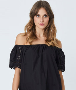 Prue Embroidered Sundress in Black